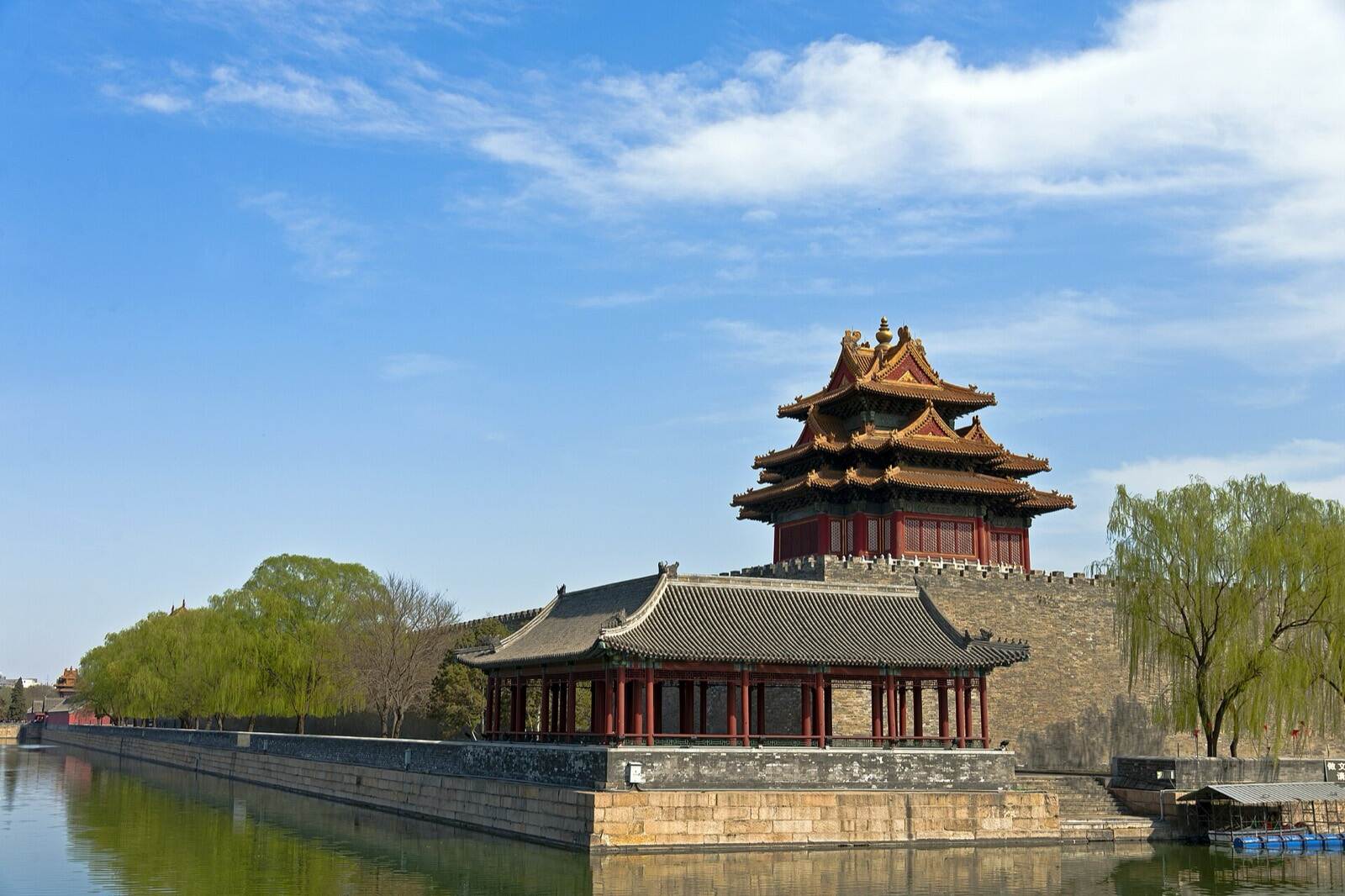 North-west corner tower, reflected in the moat