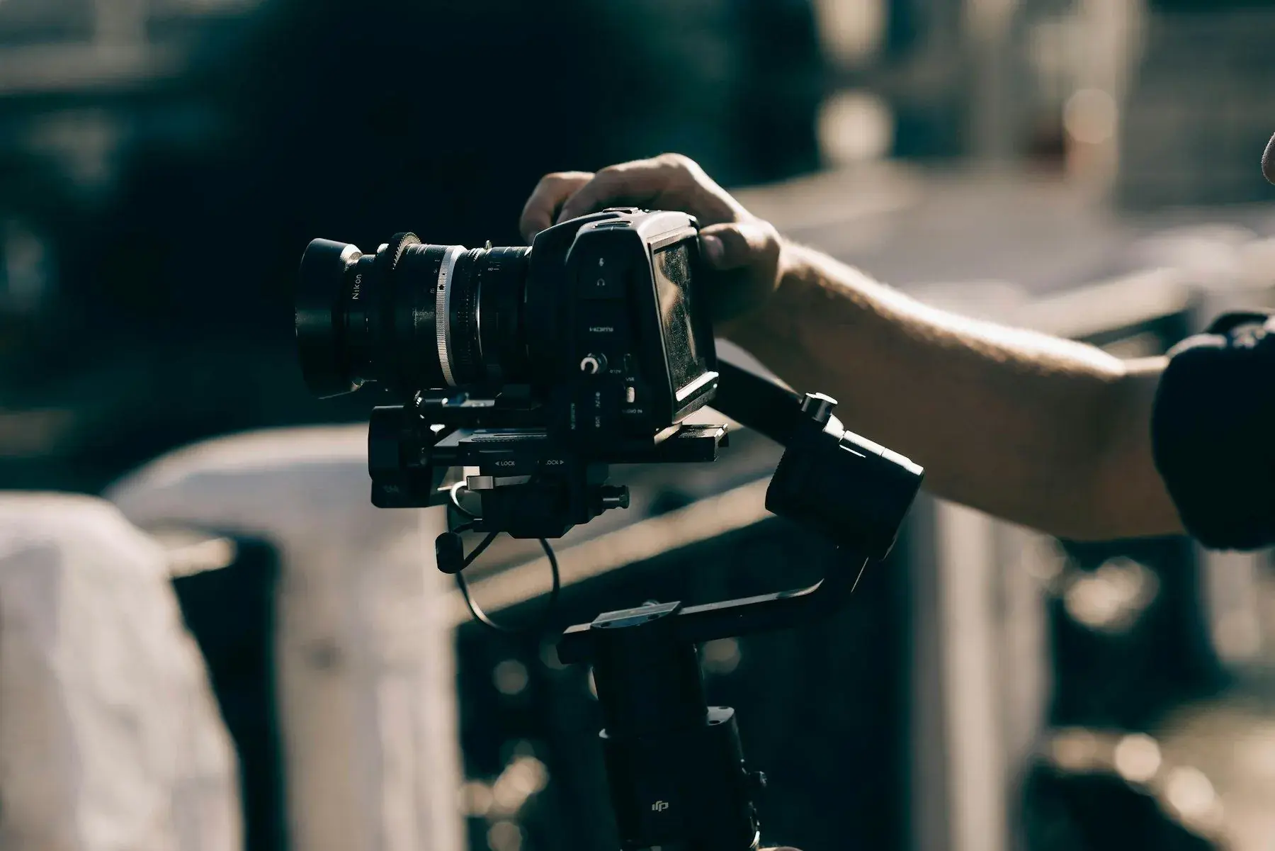 A camera rig on a gimbal