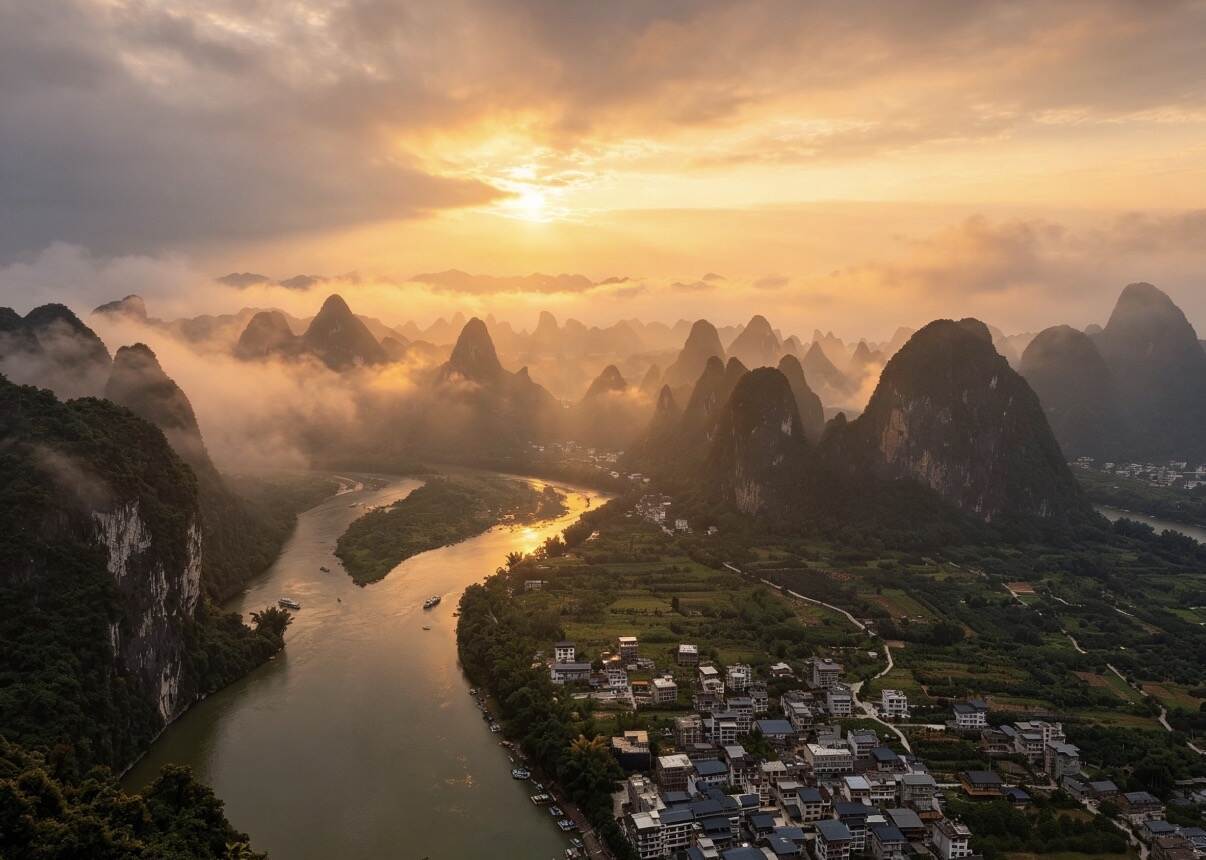 Collina di Xianggong all'alba, Yangshuo
