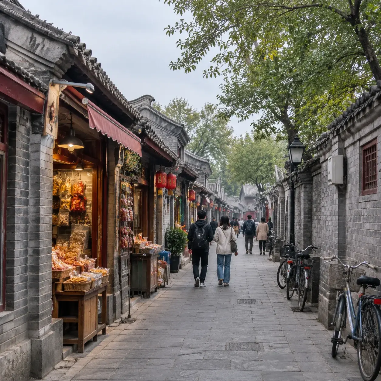 紫禁城附近一條小吃店林立的胡同