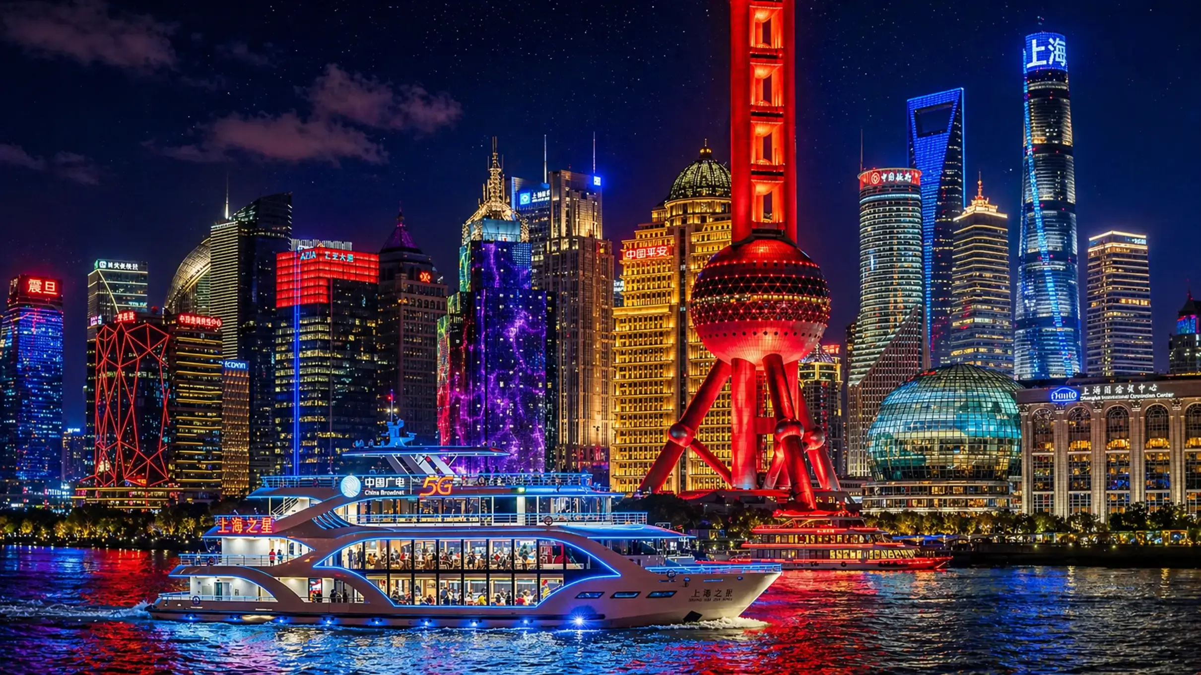 Shanghai Huangpu River at Night, Shanghai