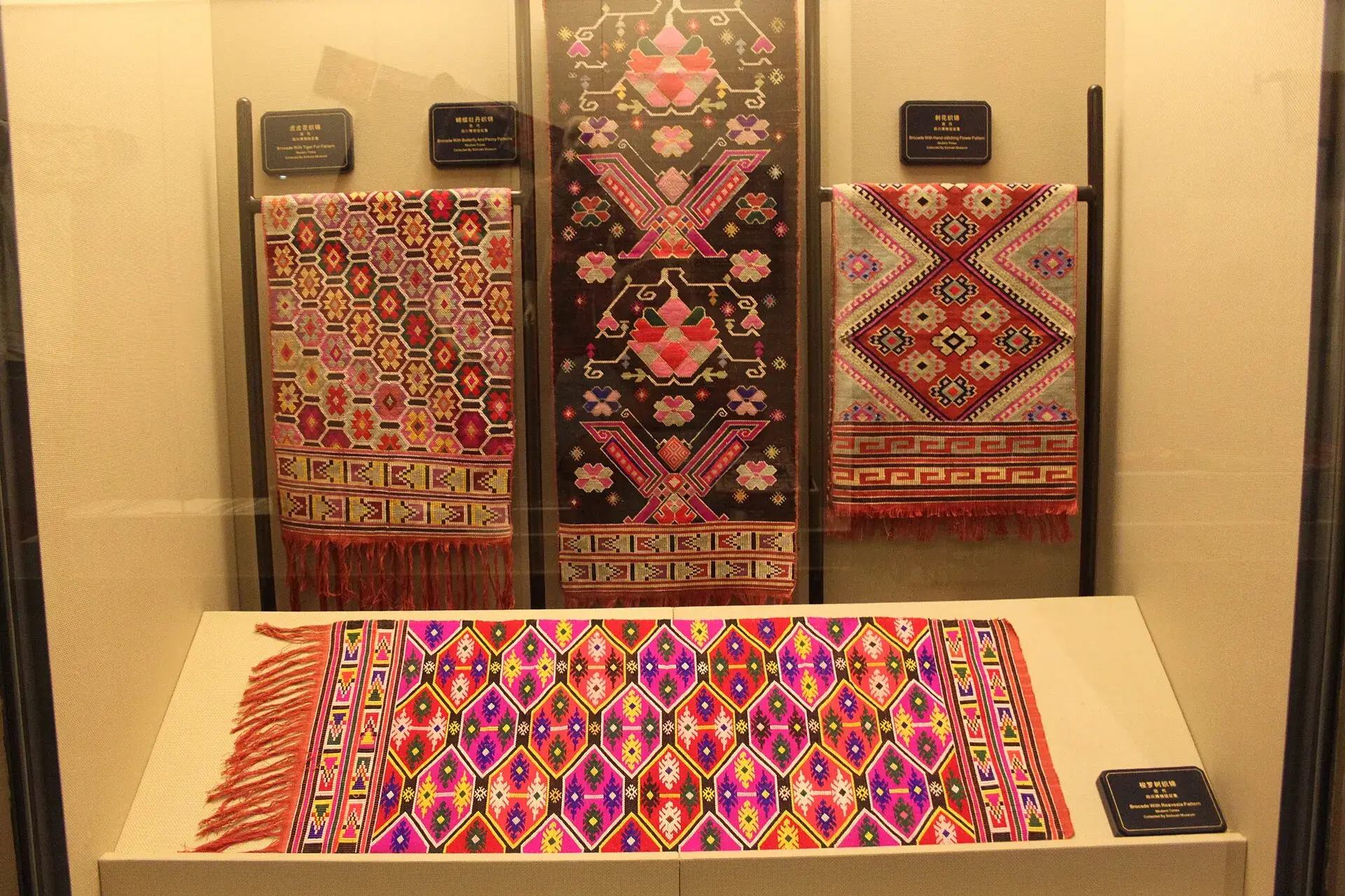 Xilankapu panels on display, one of them laid out flat