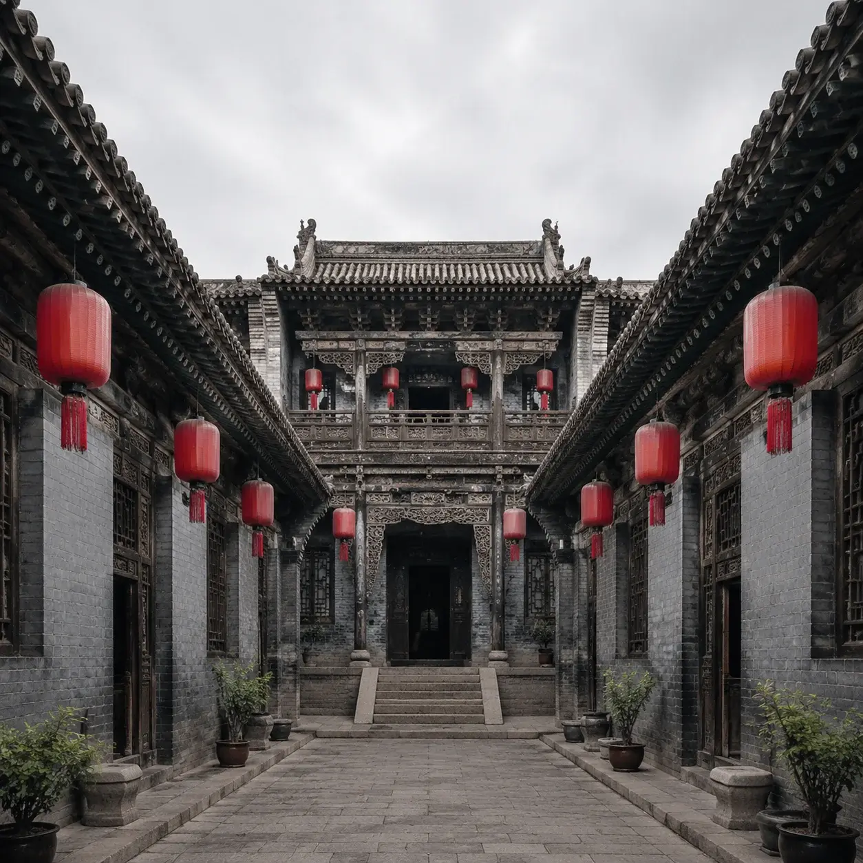 A grand Qing-dynasty merchant courtyard compound outside Pingyao