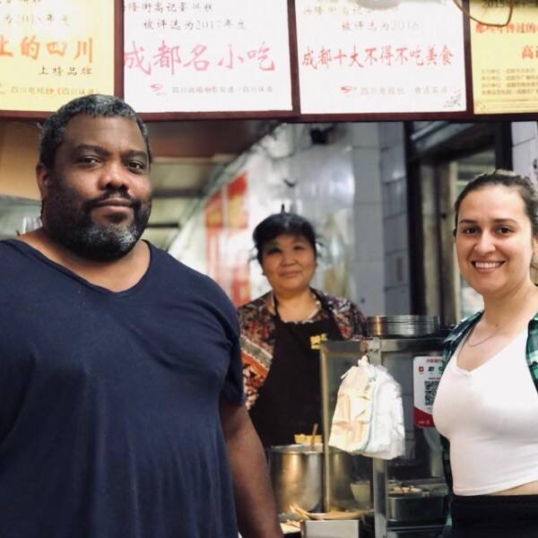 Us at the neighborhood stall between stops