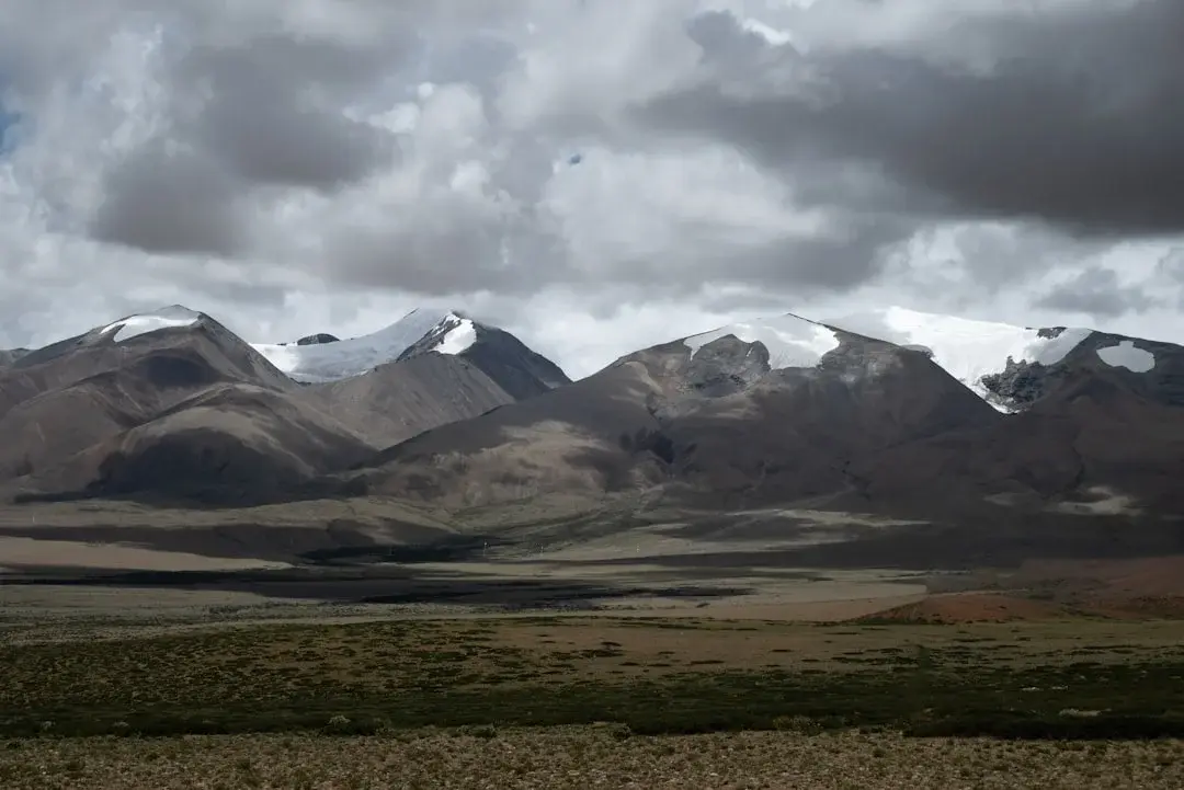 The Tibetan plateau with mountains near Lhasa