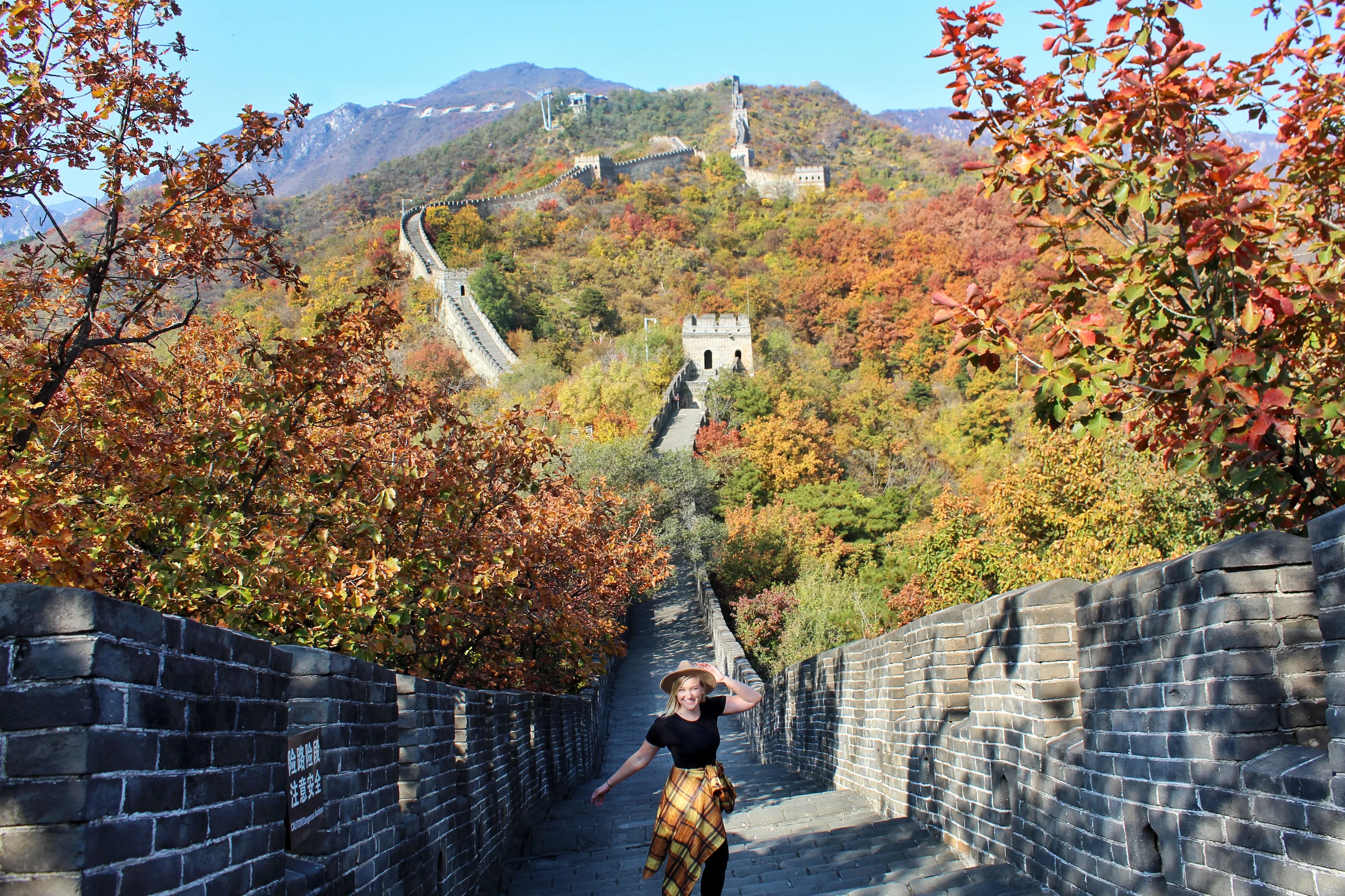The restored Mutianyu section of the Great Wall winding over green mountains