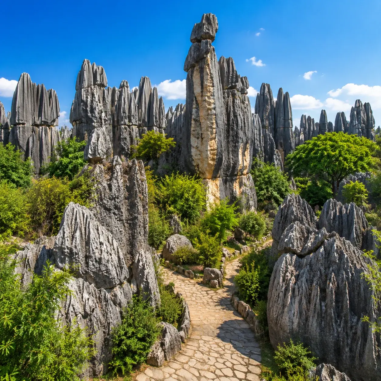 Towering limestone pinnacles of the Stone Forest (Shilin) near Kunming