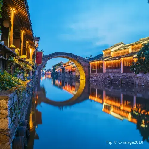 The Moon Bridge at night