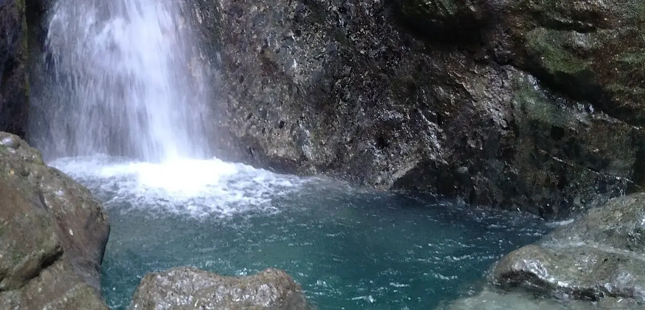 A clear pool below the falls