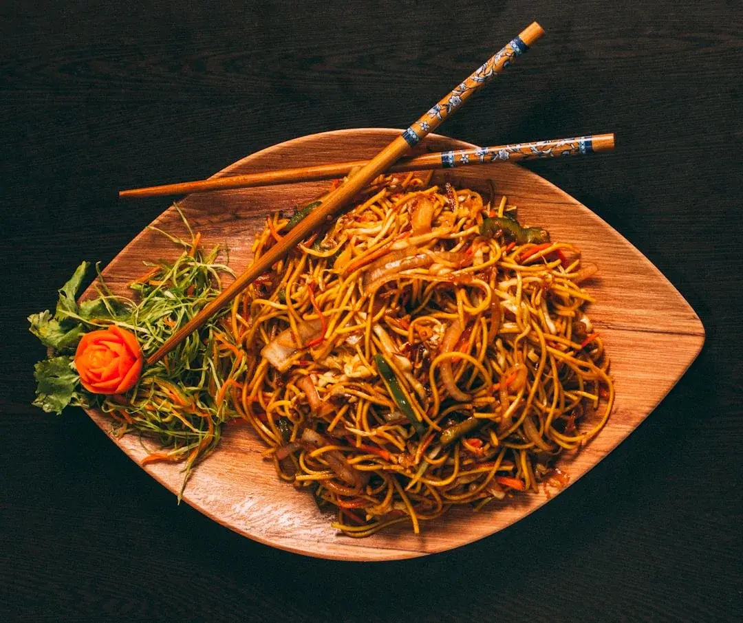 A bowl of plain Chinese noodles, an easy safe-bet food for kids