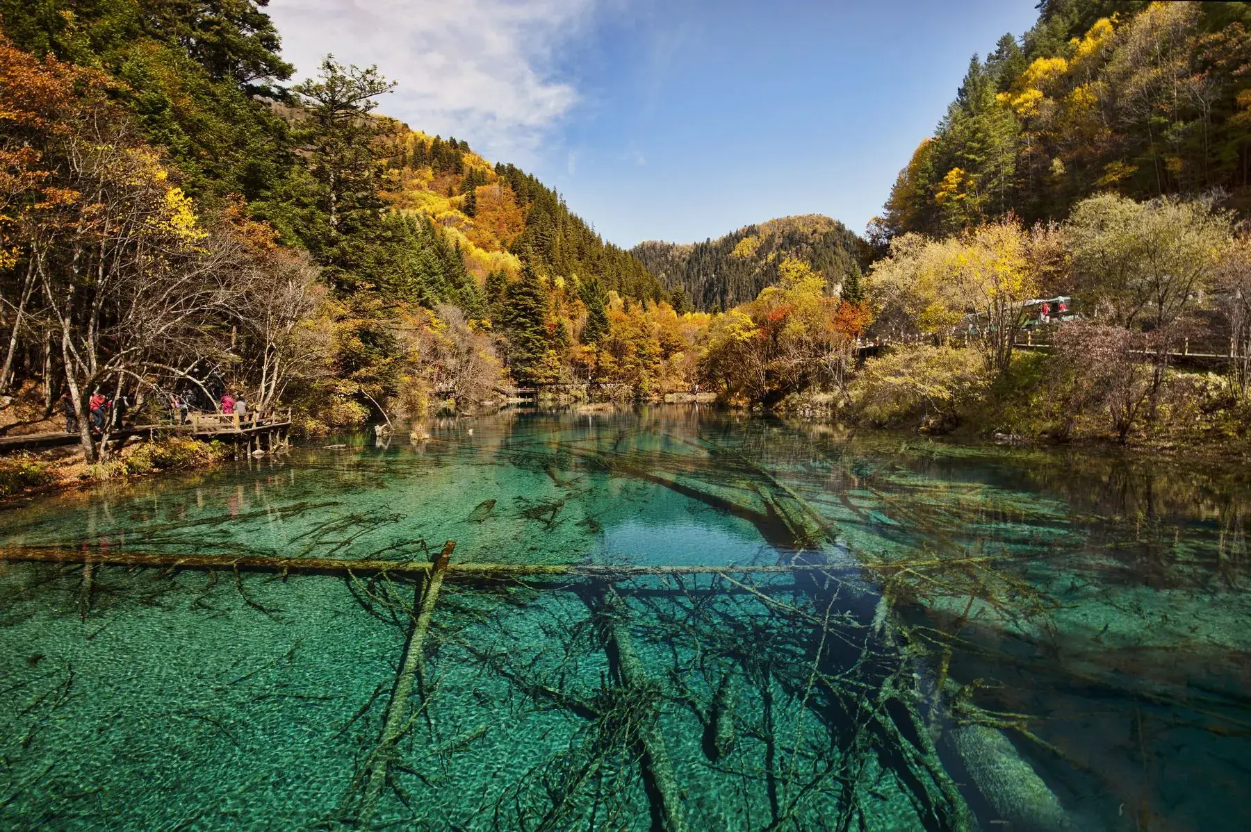 A clear lake in the valley