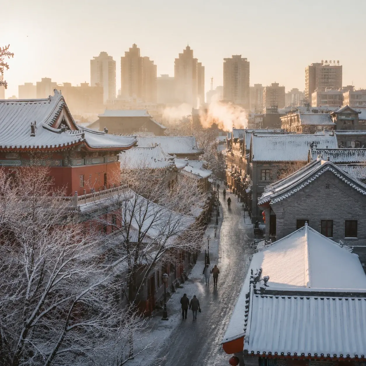 Snow blankets Shenyang's historic streets on a bitterly cold Dongbei winter afternoon