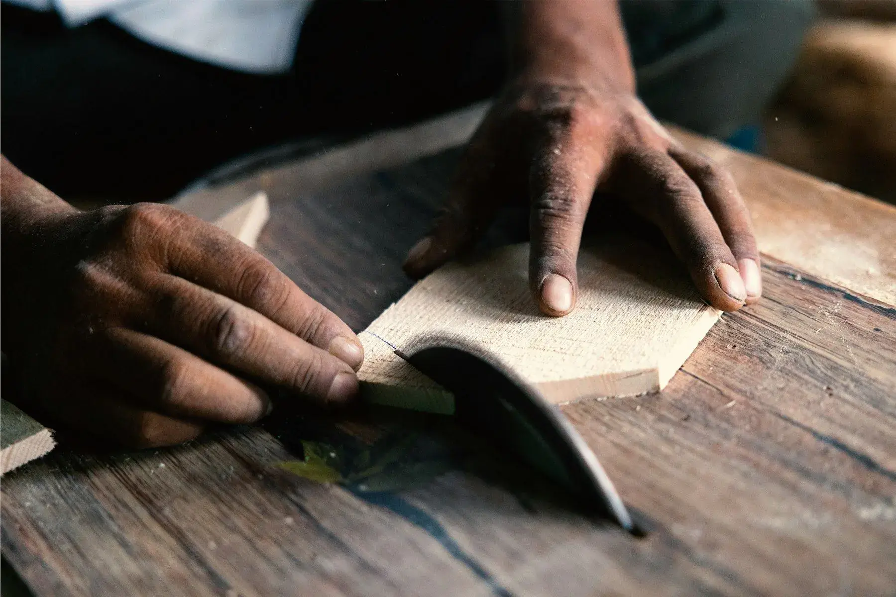 Leather being folded and handled
