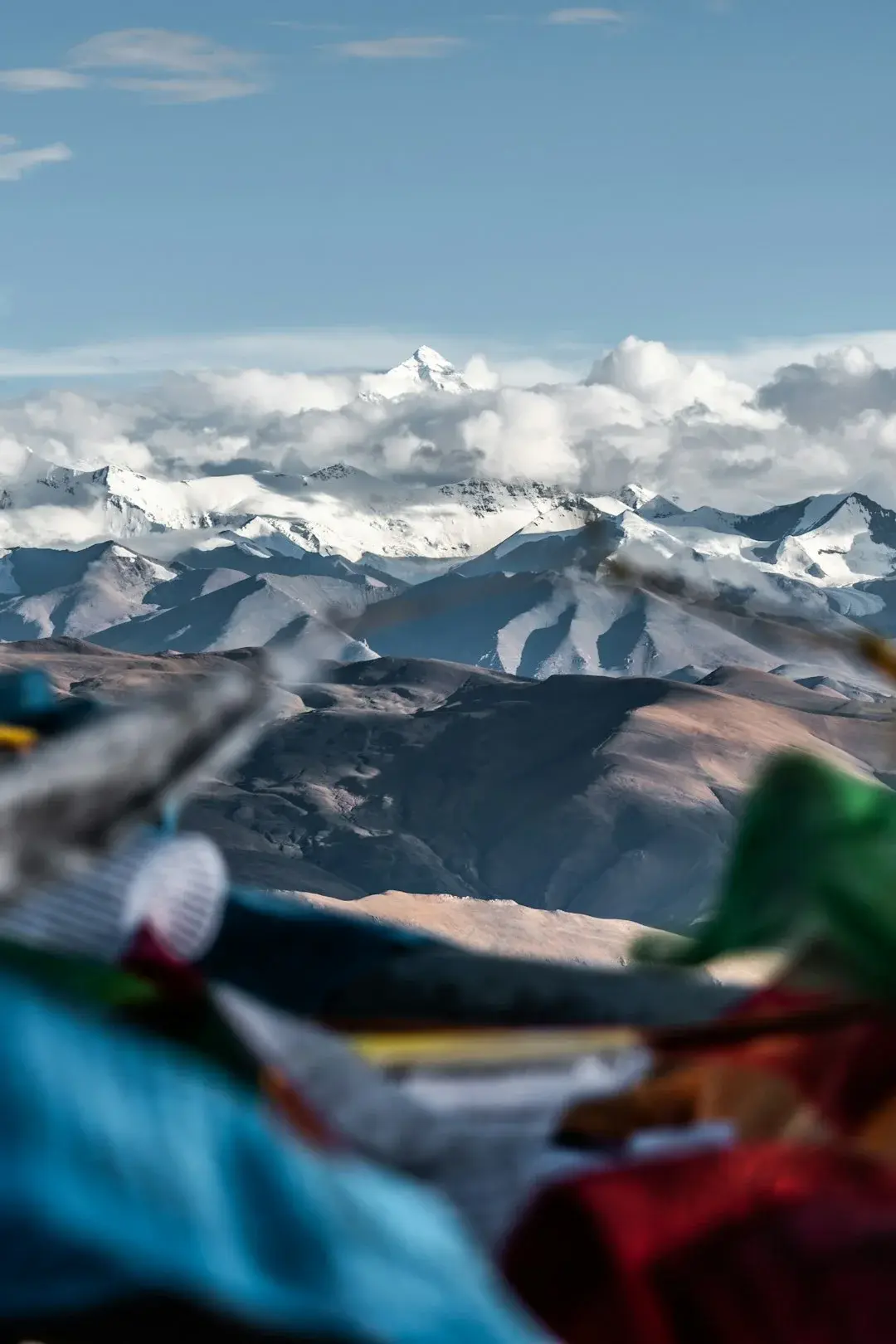 The high-altitude Tibetan plateau with snow-capped mountains