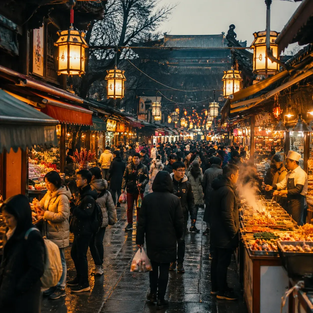 A busy lane in Xi'an's Muslim Quarter
