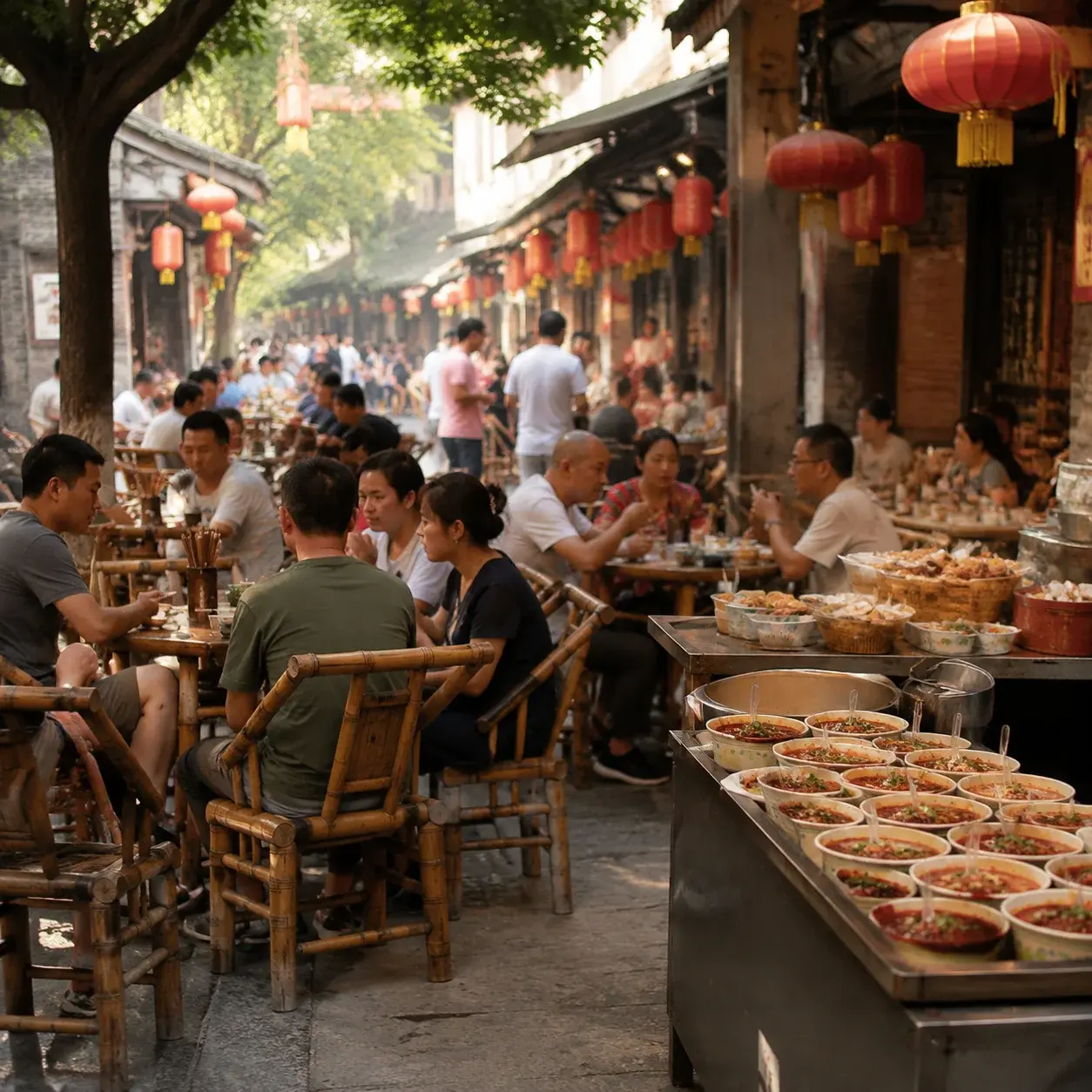 A lantern-lit Chengdu snack street