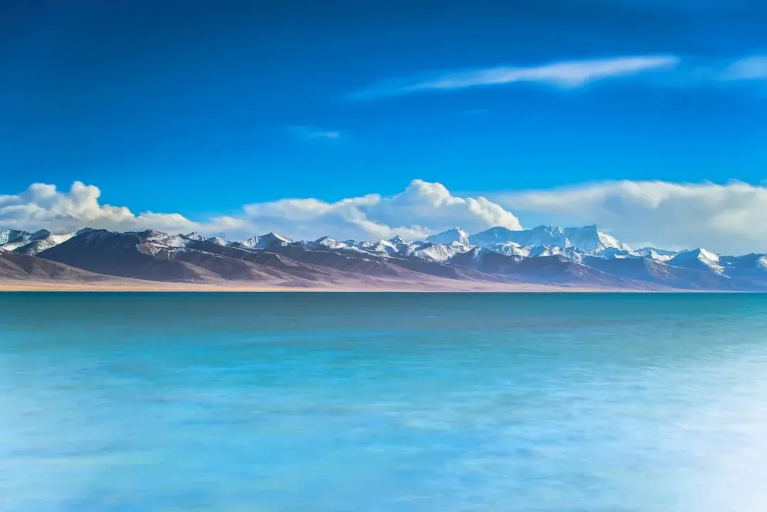 The blue expanse of Qinghai Lake on the Tibetan plateau near Xining
