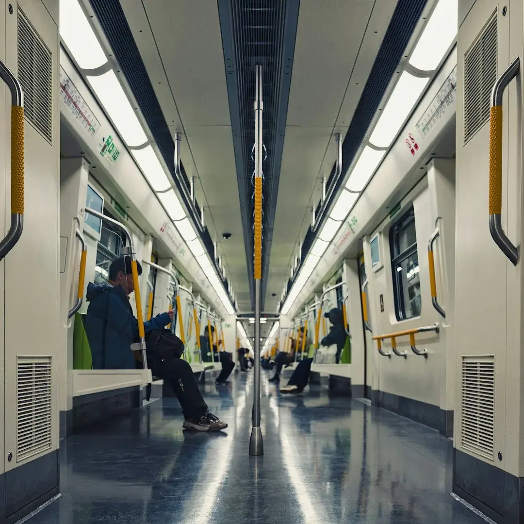 The clean, spacious interior of a Chinese high-speed train carriage