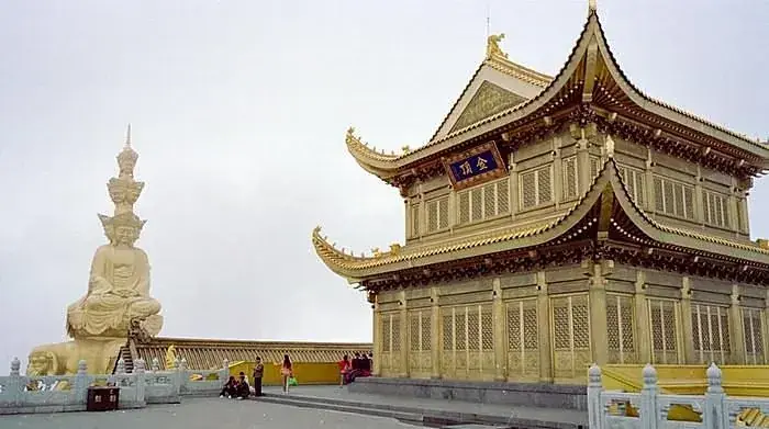 The golden hall at the summit of Mt Emei