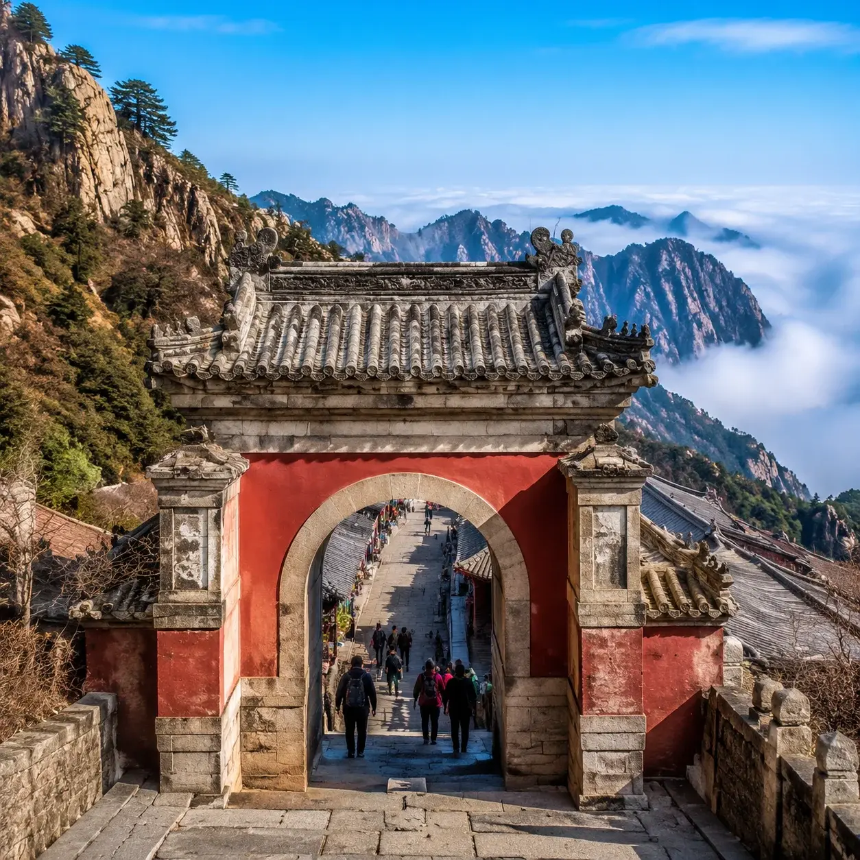 South Heaven Gate (Nantianmen) at the top of Mount Tai's cable car