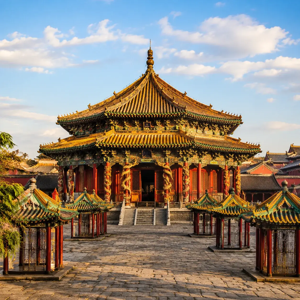 The octagonal Dazheng Hall at Mukden Palace, the Qing dynasty's distinctive throne hall