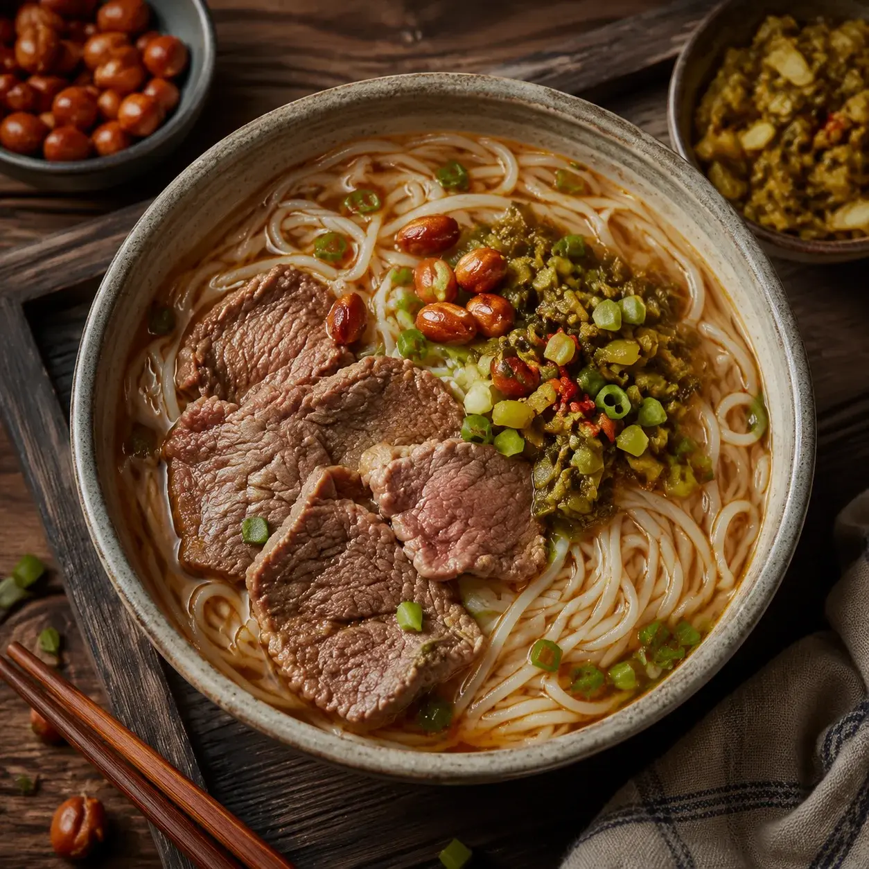 A bowl of Guilin rice noodles (mifen)