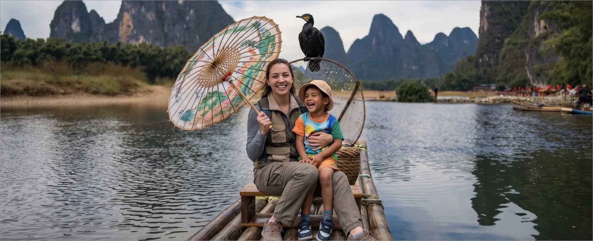 A multi-generational family travelling in China